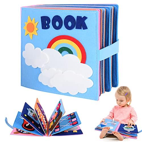 FORMIZON Montessori Quiet Book, Libro Ocupado de Fieltro 3D Juguete Sensorial, Actividad Libros Silenciosos Educación Temprana con Aprendizaje de Habilidades Básicas, Juguetes Sensoriales Busy Book(1)