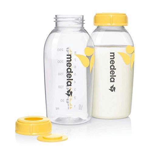 Medela pack de biberones de 250 ml sin BPA - Pack de 2 biberones para extraer y almacenar la leche materna con un diseño duradero y seguro para el congelador y el frigorífico