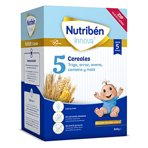Nutribén Papillas Innova 5 Cereales, Sin Aceite de Palma ni Azúcares Añadidos, Alimento para bebés, desde Los 5 Meses, 600g