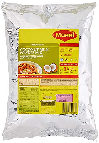 Maggi Mezcla de Leche de Coco en Polvo de Sri Lanka - Libre de Gluten, Colorantes Artificiales, Conservantes y Saborizantes para Platos al Curry y Pudín de Arroz de Coco - Bolsa de 1 kg