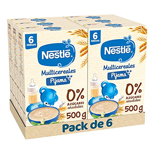 Nestlé Papilla Multicereales Pijama - Alimento Para bebés - Paquete de 6 x 500 g - Total: 3.0 kg