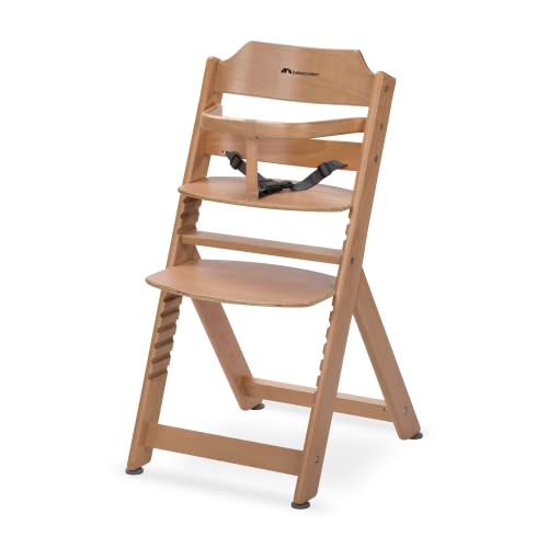 Bebeconfort Timba Basic Trona de madera, evolutiva y regulable en altura, sin cojín y sin bandeja, para niños de 6 meses a 10 años (30 kg), color Madera natural
