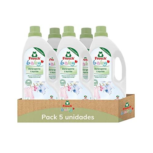 Frosch Baby - Detergente Líquido de Lavadora para Ropa de Bebé, Apto para Pieles Sensibles, Producto Ecológico y Hipoalergénico - Pack de 5 Unidades x 1.5 L