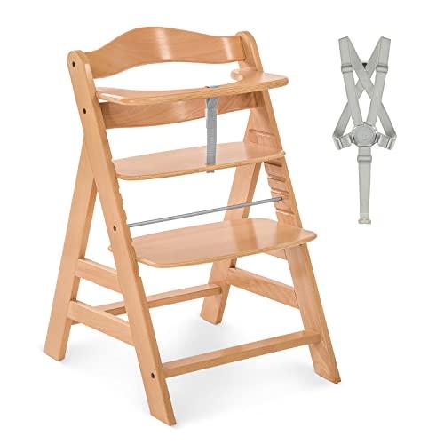 Hauck Alpha+ Trona Evolutiva, Madera de Haya Certificada FSC®, Sillas Tronas para Bebe desde 6 Meses hasta 90 kg, con Arnés de 5 Puntos y Barra Protectora