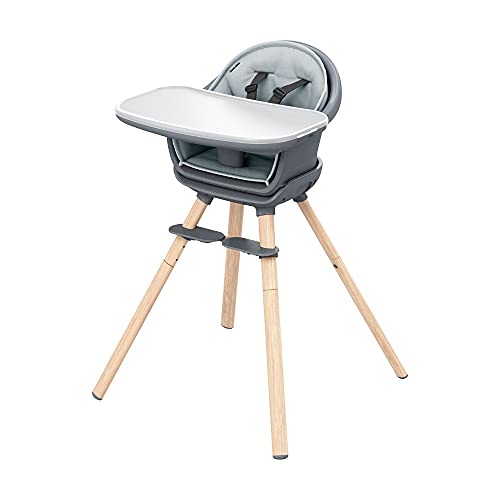 Maxi-Cosi Moa trona evolutiva y convertible, 8 funciones diferentes, trona, asiento elevador, taburete y mesa auxiliar, para bebés de 6 meses a 5 años (0-22 kg), color Beyond graphite
