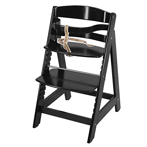 roba Trona Evolutiva de Madera Negra - Sit Up Flex - Altura Ajustable - de 6 Meses - Soporta 70 kg - Silla de Bebé Antivuelco