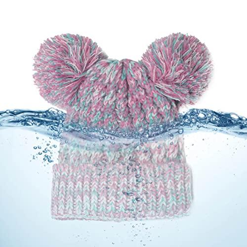 BIUDUI Gorra de Bebe,Gorra de Punto de Felpa elástica para Patinaje | Winter Cute Soft Twist Ball Hat Headgear para niños y niñas
