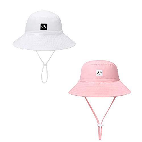 Sombrero de sol para bebé, cara de sonrisa, UPF 50 + sombrero protector de sol, sombrero de playa agradable para bebé niña niño gorra ajustable - - 0-6 meses