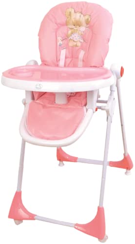 Trona para bebé regulable, doble bandeja, modelo osito rosa, silla bebé. Trona para niños