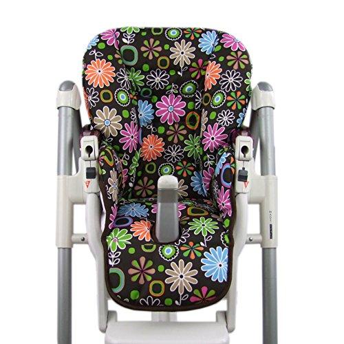 BambiniWelt Cojín de asiento, funda de repuesto para trona Peg Perego Prima Pappa Diner, 24 colores Braun Bunte Blumen